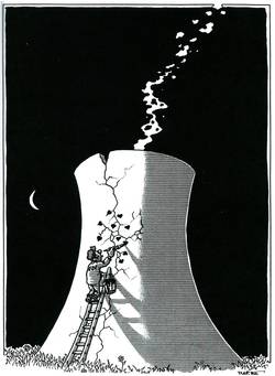 Dessin de Barbe, publié dans: 140 dessins contre le nucléaire [Texte imprimé] / préf. d'Haroun Tazieff. - Saint-Lo : Crilan, 1980.